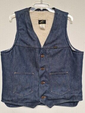Maverick  Automatic Navy Denim Sherpa-Lined Vest Size XL